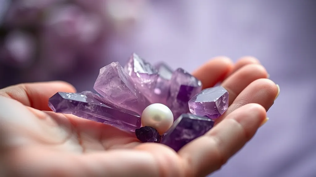 Dream symbol: amethyst and pearl: symbolism: Emotional Balance and Healing Energy of Amethyst