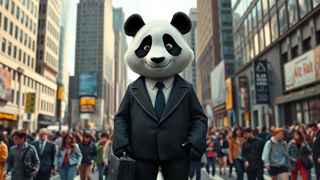 Dream symbol: anthropomorphic panda: scenarios: Dream of an Anthropomorphic Panda in a City