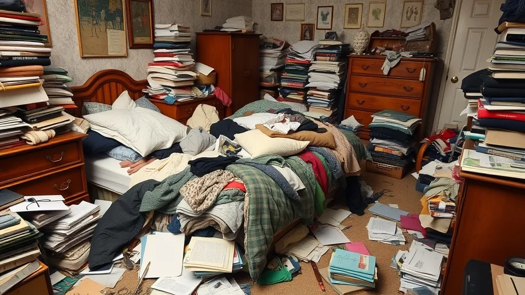 Dream symbol: sleeping room: scenarios: Dream of Sleeping in a Bedroom with a Lot of Clutter