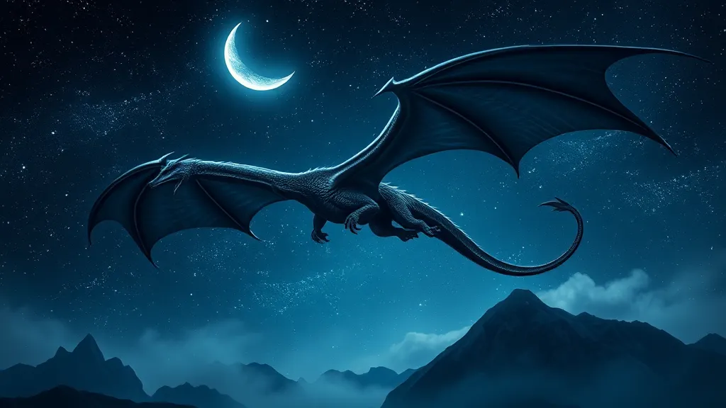 Dream symbol: black dragons: scenarios: Dream of Black Dragon Flying at Night