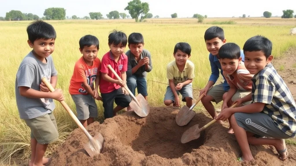 Dream symbol: boys with shovel: scenarios: Dream of Boys Using Shovel to Build Something