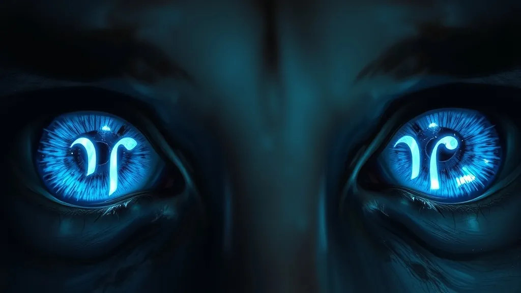 Dream symbol: bright blue eyes with rune: intro
