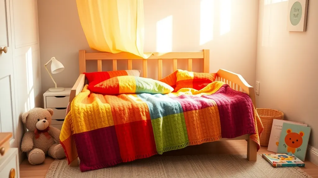 Dream symbol: bright colors blankets: scenarios: Dream about Bright Colors Blankets in a Child’s Bed