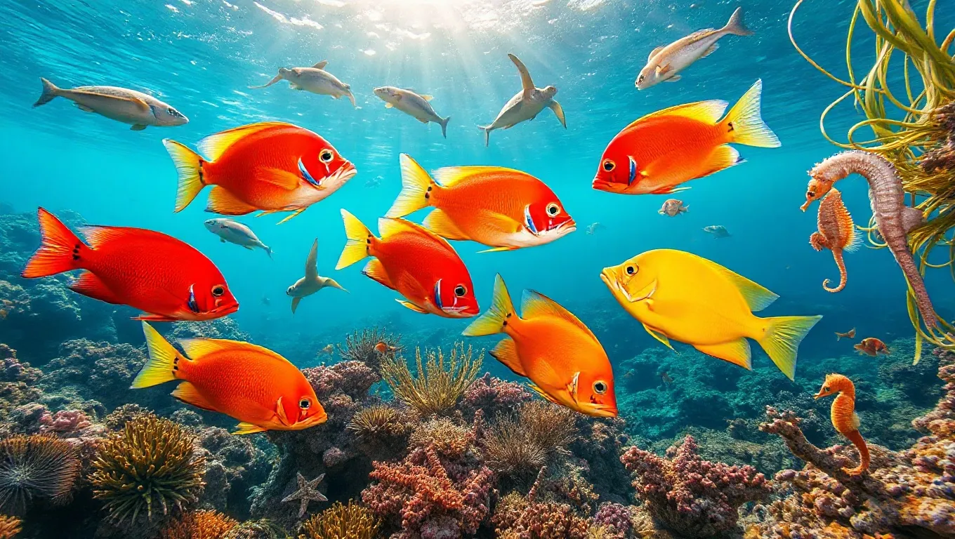 Dream symbol: brightly colored fish: scenarios: Dream of Brightly Colored Fish Swimming with Other Sea Animals Dream symbol: brightly colored fish: scenarios: Dream of Brightly Colored Fish Swimming with Other Sea Animals