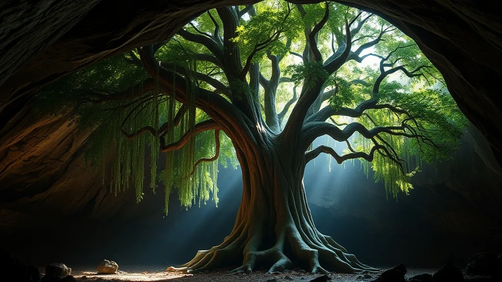 Dream symbol: bo tree: scenarios: Dream about a Bo Tree in a Cave