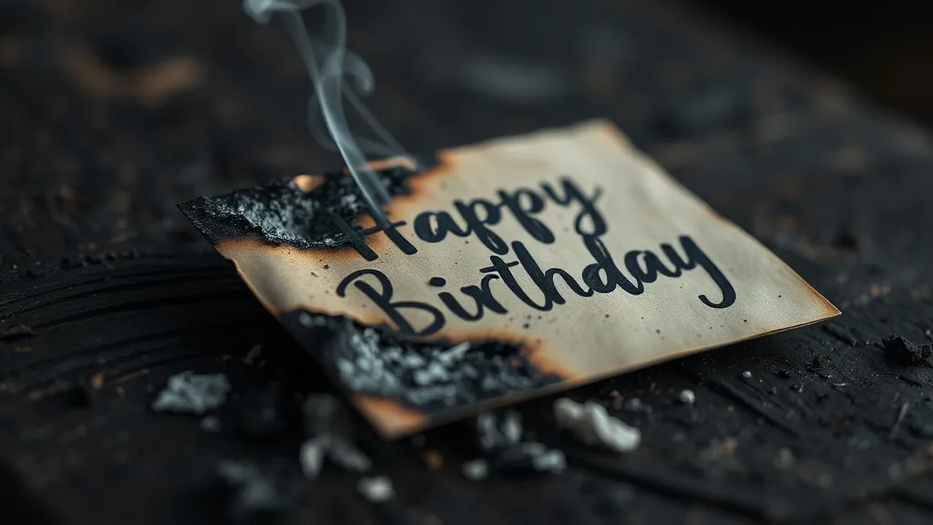 Dream symbol: burnt birthday card: symbolism: The Ashes of a Past Relationship