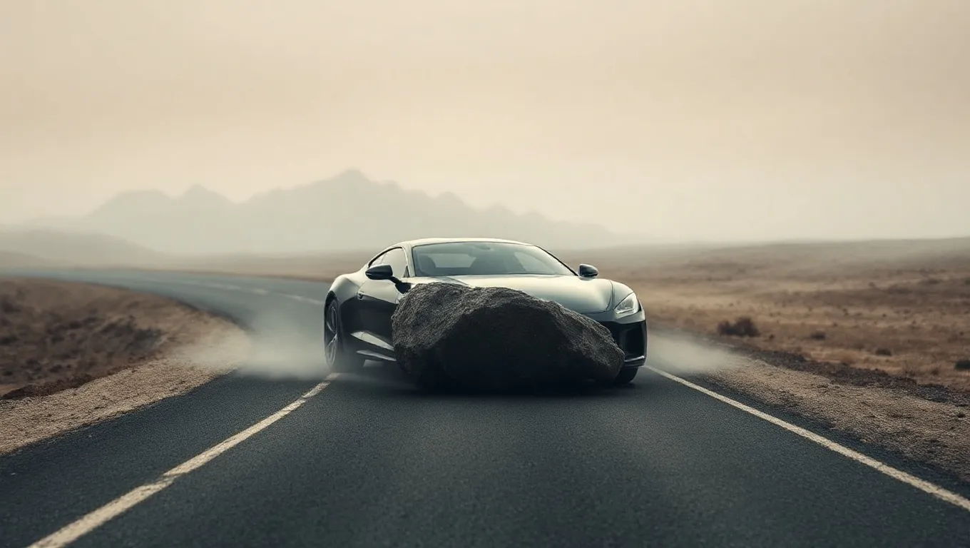 Dream symbol: car bumping into a rock: symbolism: Resistance to Change or Growth