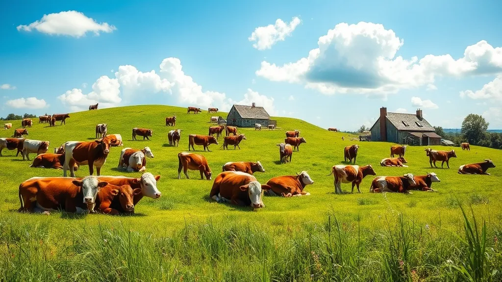 Dream symbol: cattle farm: scenarios: Dreaming about a Cattle Farm with Happy, Healthy Cattle