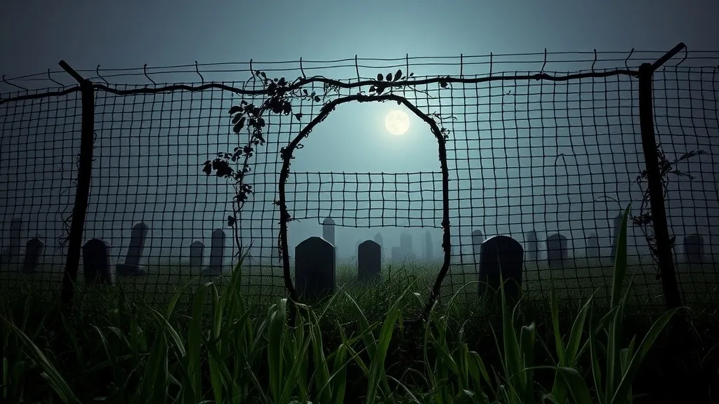 Dream symbol: chicken wire fence: scenarios: Dream of a chicken wire fence around a cemetery