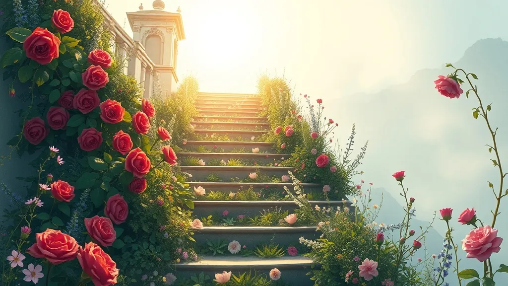 Dream symbol: building steps: scenarios: Dreaming of steps covered in flowers or plants