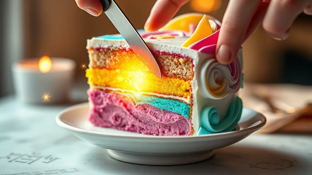 Dream symbol: colorful cake: scenarios: Dream about Cutting into a Colorful Cake and Finding Something Inside