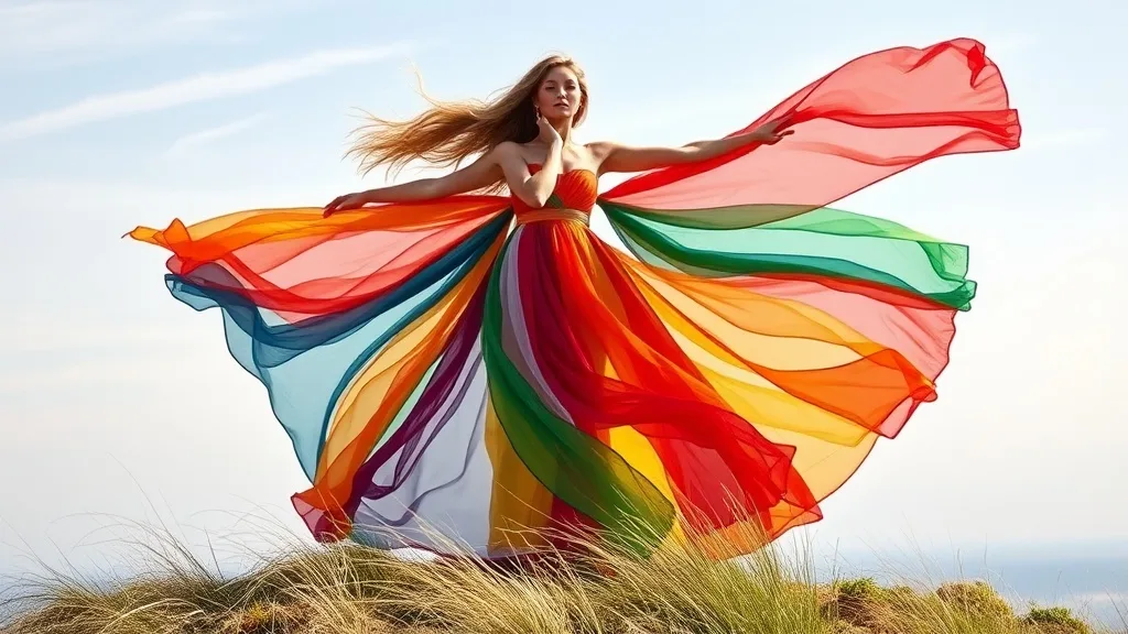Dream symbol: colorful dress: scenarios: Dream of a Colorful Dress Blowing in the Wind