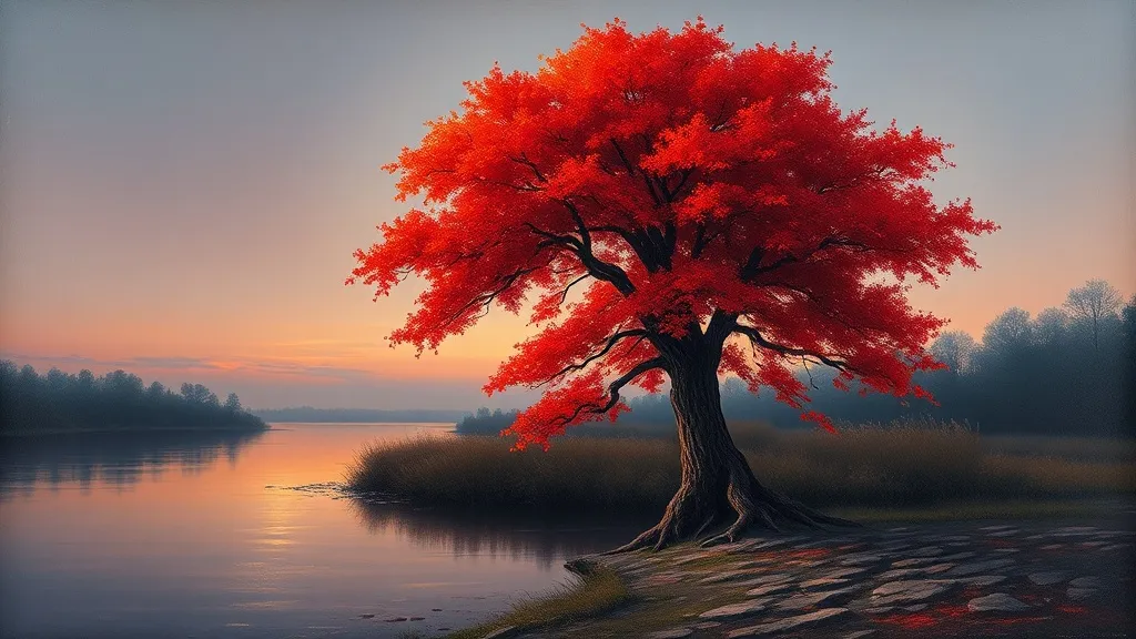 Dream symbol: red tree: scenarios: Dream of a Red Tree by a River