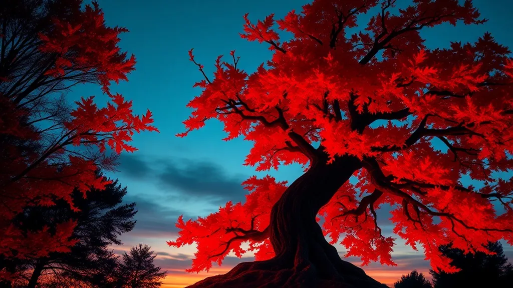Dream symbol: red tree: symbolism: Passion and Intensity