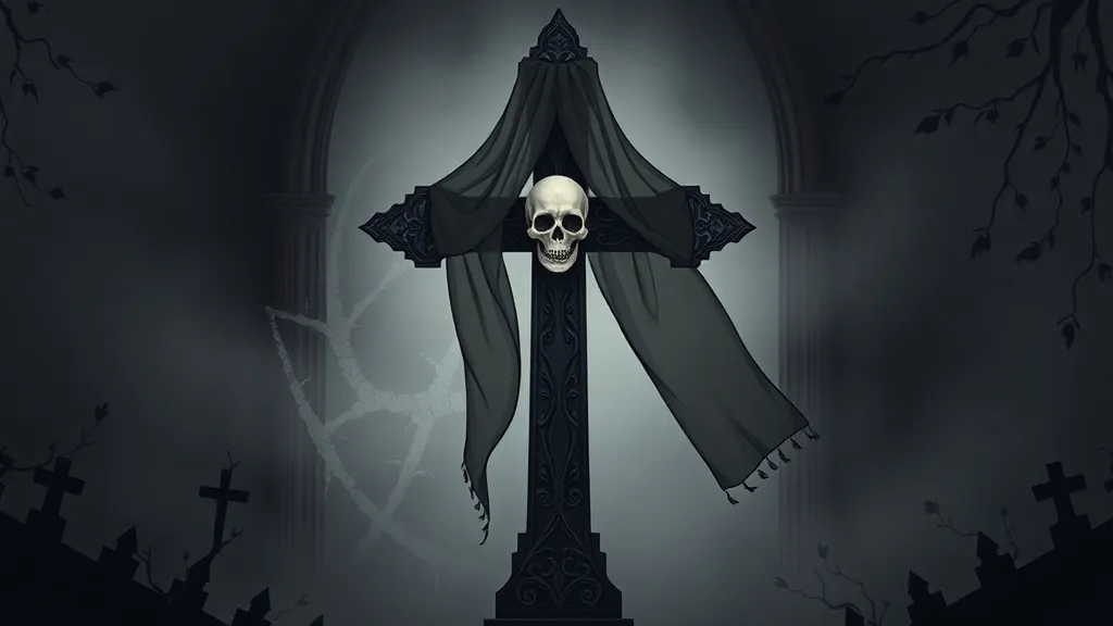 Dream symbol: cross with skeleton face and black veil: demographics: Fans of Gothic and Horror Themes Experiencing Cross with Skeleton Face Dreams
