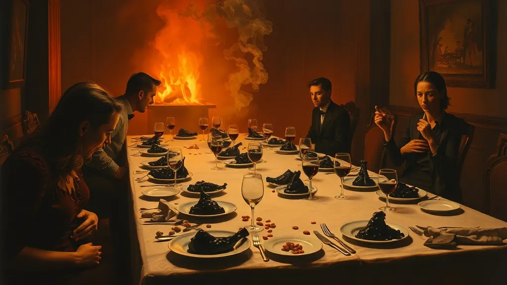 Dream symbol: dinner parties: scenarios: Dreaming of a dinner party where something goes wrong (e.g., fire, food poisoning)