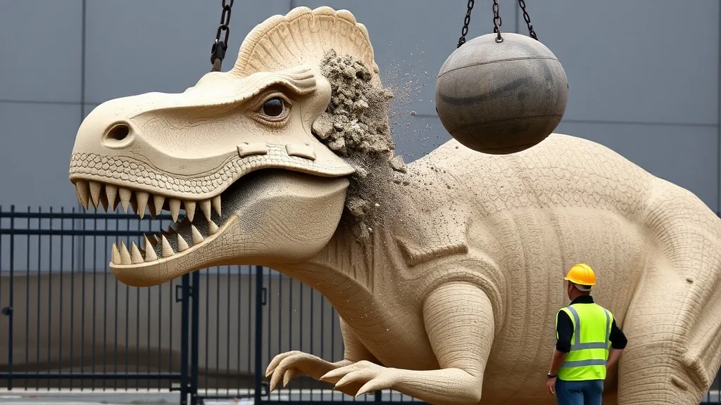 Dream symbol: dinosaur sculpture: scenarios: Dream of a dinosaur sculpture being destroyed