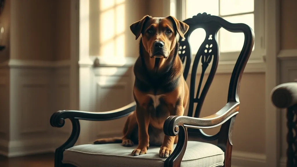 Dream symbol: dog on chair: symbolism: Loyal Companion Represented by Dog on Chair