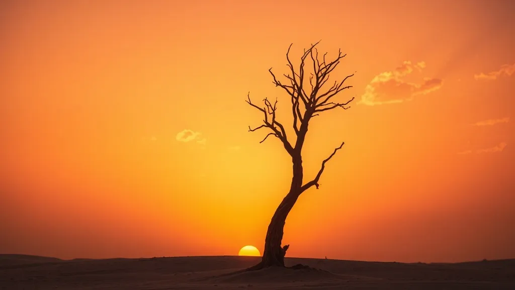 Dream symbol: dry palm tree: scenarios: Dream of a Dry Palm Tree during Sunset