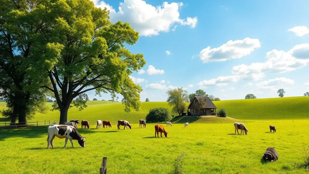 Dream symbol: green farm: scenarios: Dream about Animals Grazing on a Green Farm