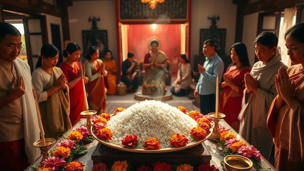 Dream symbol: rice plate: scenarios: Dream of a Rice Plate in a Religious Ceremony