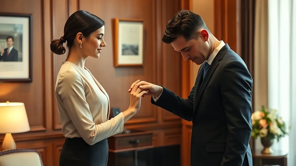 Dream symbol: man kissing hand: scenarios: Dream of Man Kissing Hand in Formal Setting
