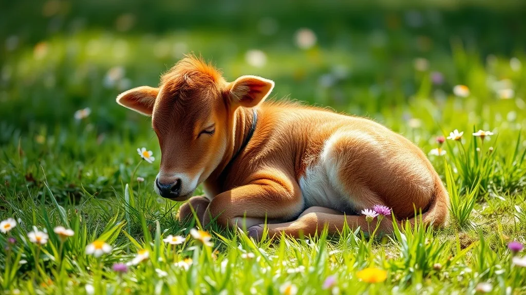 Dream symbol: baby calf: scenarios: Dream of a baby calf sleeping