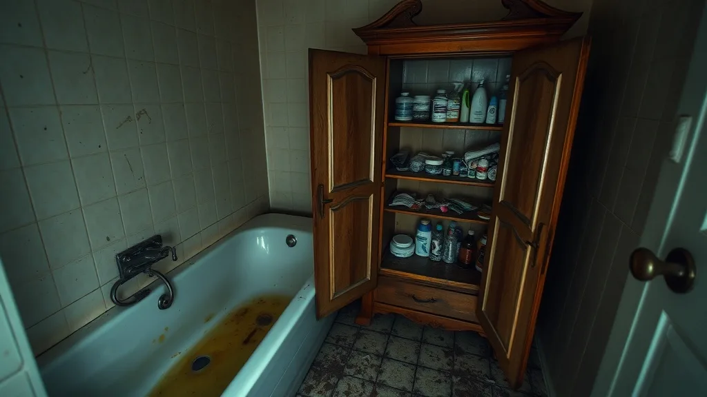 Dream symbol: bathroom cabinet: scenarios: Dream of a Dirty Bathroom Cabinet