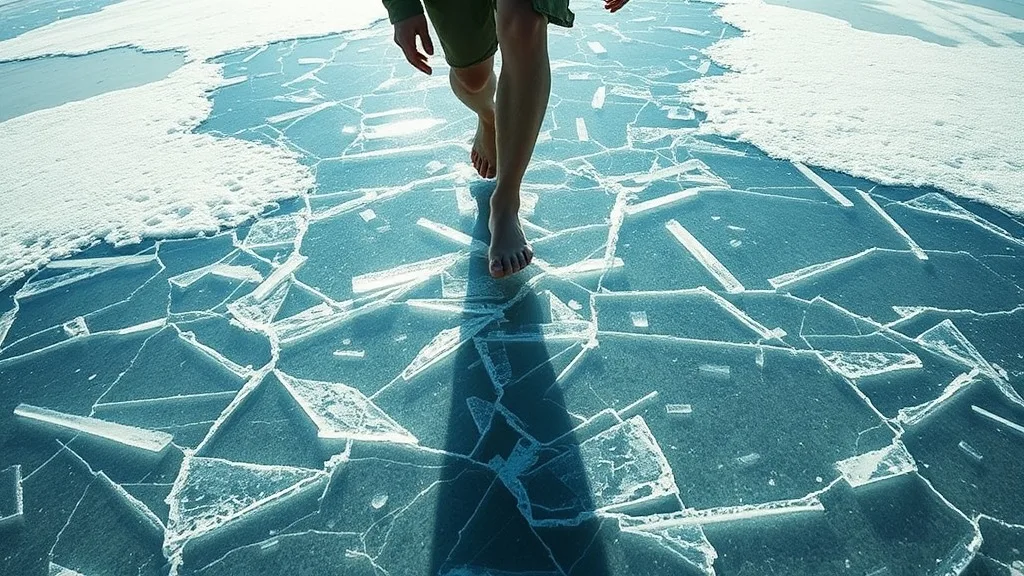 Dream symbol: dangerous areas: scenarios: Dream of Walking on Thin Ice or Broken Glass