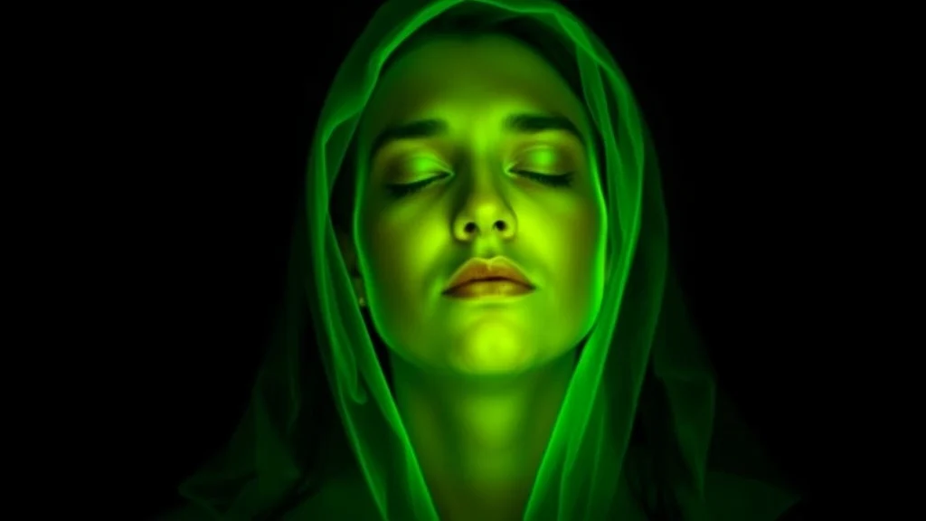 Dream symbol: deep green light: scenarios: Dream of a deep green light coming from a person
