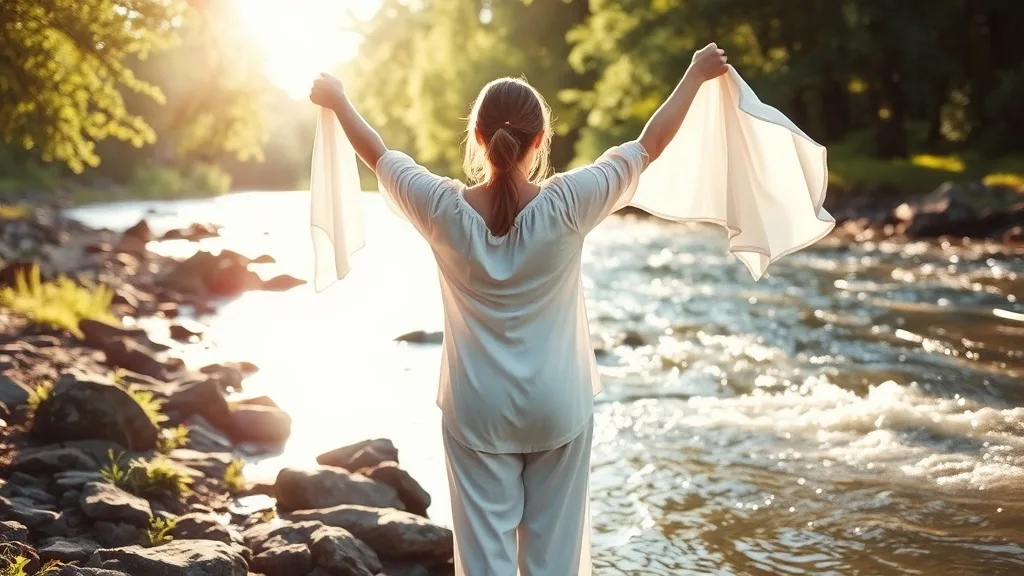 Dream symbol: fresh clothes: scenarios: Dream of washing fresh clothes in a river or lake and feeling connected to nature