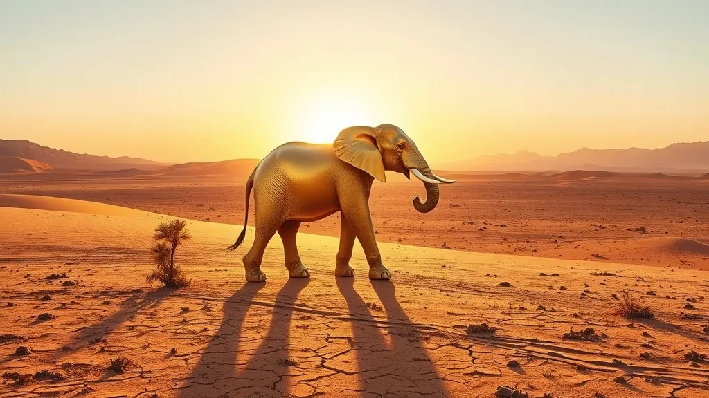 Dream symbol: gold elephant: scenarios: Dream of a Gold Elephant in a Desert