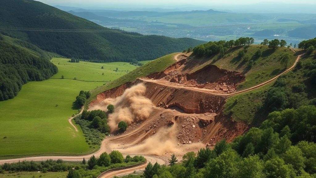 Dream symbol: green hill valley: scenarios: Dream of a green hill valley with a landslide