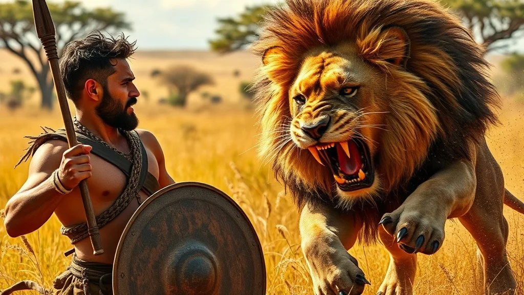 Dream symbol: male lion: scenarios: Dream of Fighting a Male Lion