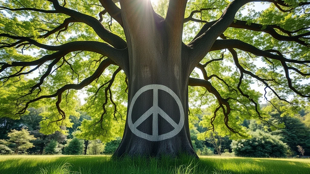 Dream symbol: peace symbol: scenarios: Dream of a peace symbol on a tree
