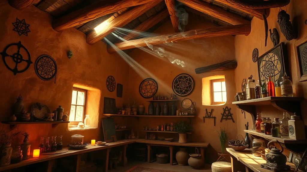 Dream symbol: traditional healer's residence: scenarios: Dream of Traditional Healer's Residence with Mystical Symbols
