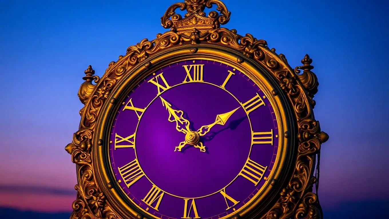 Dream symbol: large purple analogue clock: symbolism: Meaning of Purple in Dreams Relating to Royalty and Wisdom Dream symbol: large purple analogue clock: symbolism: Meaning of Purple in Dreams Relating to Royalty and Wisdom