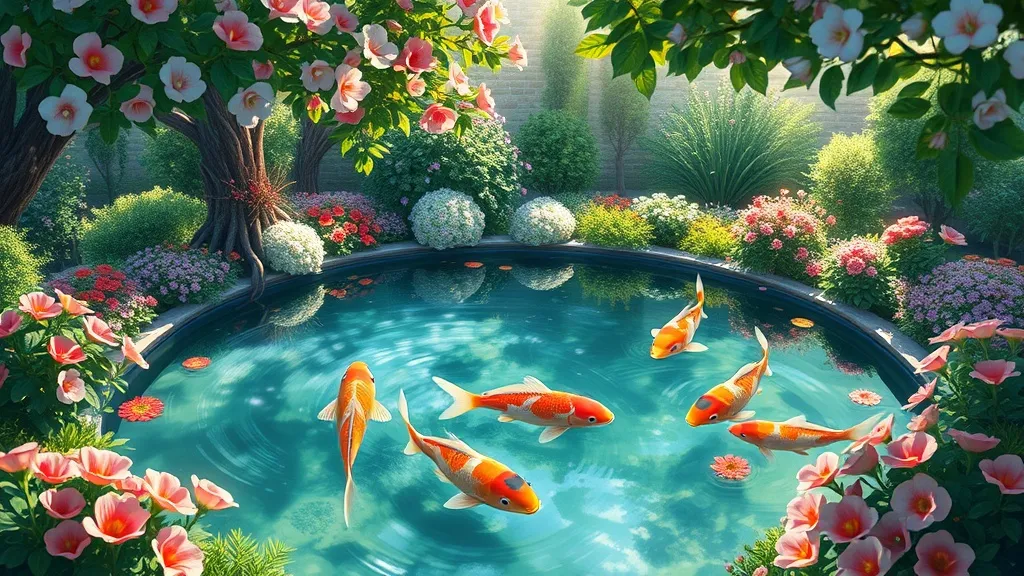 Dream symbol: fishpond: scenarios: Dream of a Fishpond in a Beautiful Garden