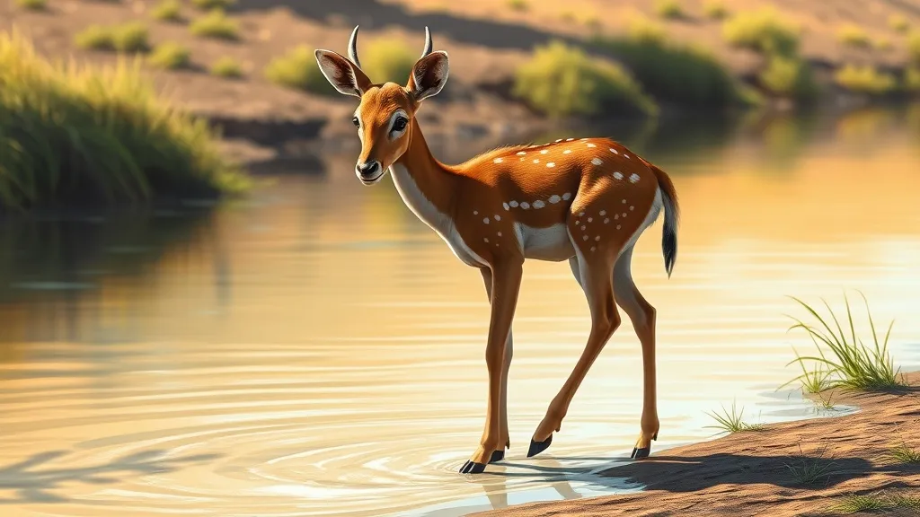 Dream symbol: young antelope: scenarios: Dream of a Young Antelope by a River