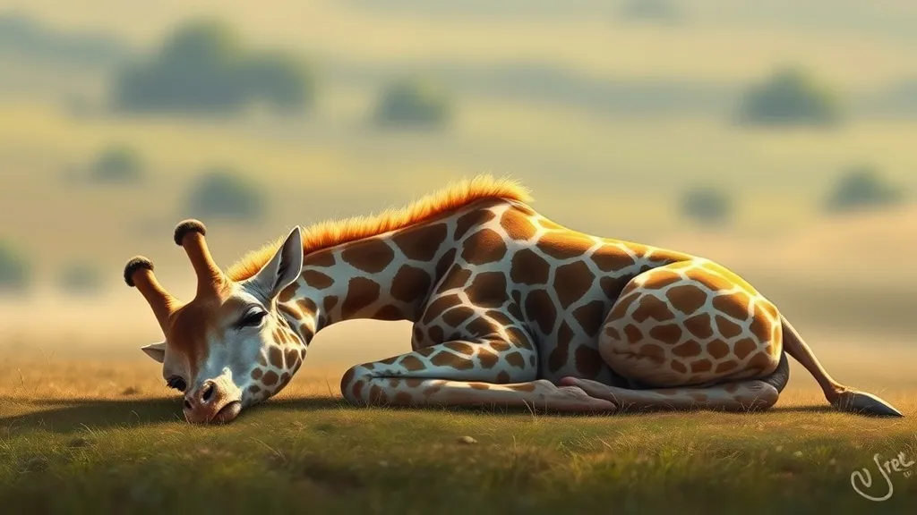 Dream symbol: sleeping giraffe: symbolism: Vulnerability and Exposure