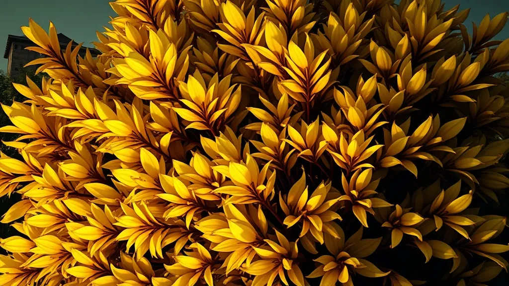 Dream symbol: yellow croton plant: scenarios: Dream of a large, overgrown yellow croton plant