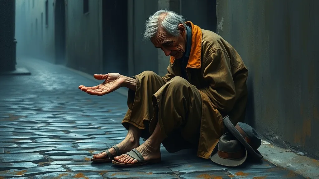 Dream symbol: old man begging: symbolism: Past Regrets and Unresolved Issues