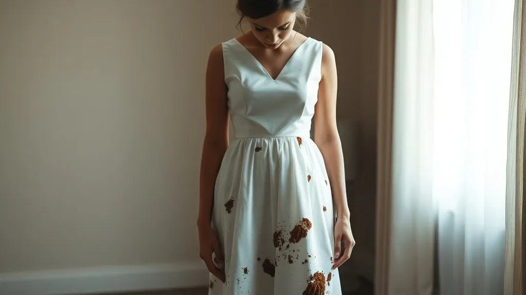 Dream symbol: stained dress with chicken poop: symbolism: Representations of Conflict Between Outer Appearance and Inner Reality