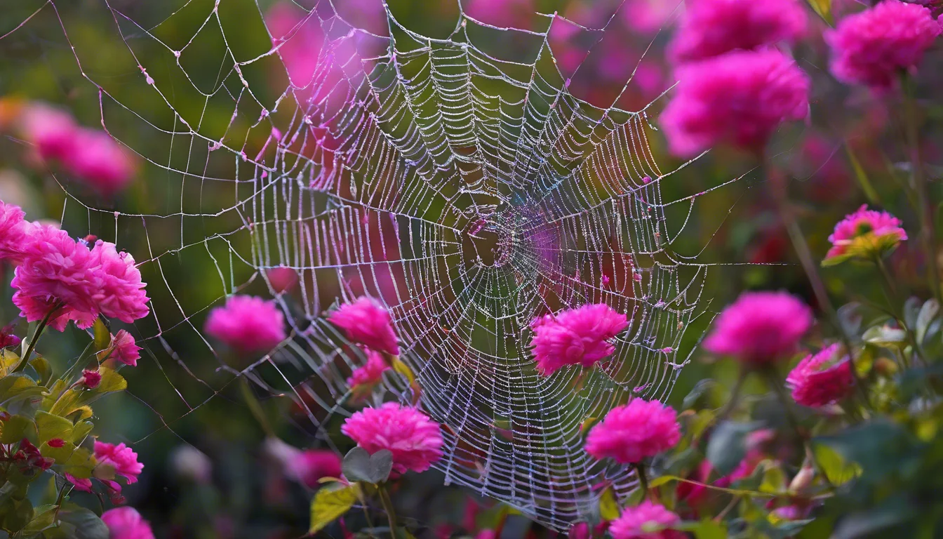 Dream symbol: spider web: scenarios: Dream of Spider Web Covered in Flowers