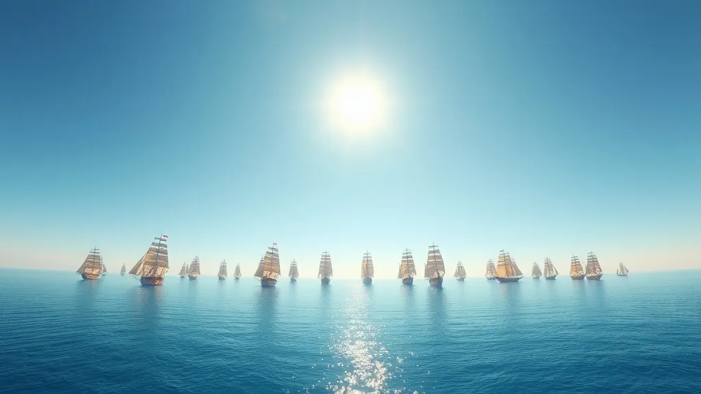 Dream symbol: fleet of ships: scenarios: Dream of a fleet of ships in a calm, serene sea