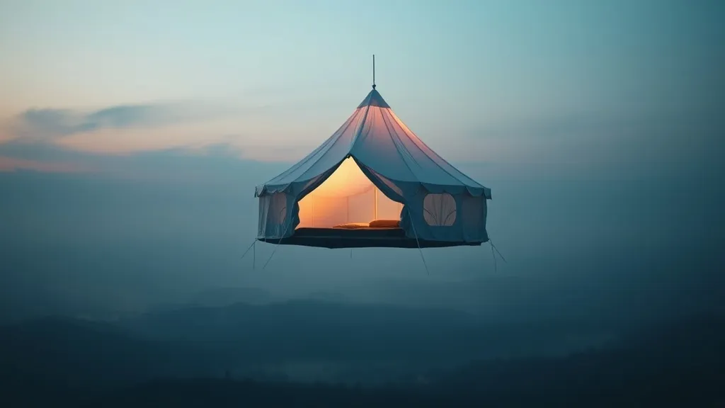 Dream symbol: floating tent: symbolism: Elevated Perspective and Vision