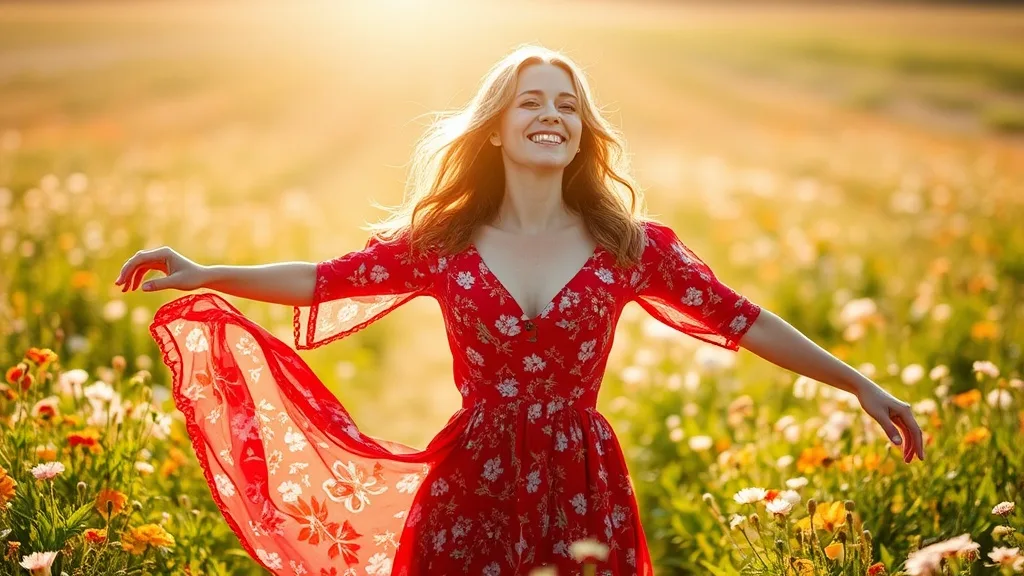 Dream symbol: red floral dress: symbolism: Femininity and Grace