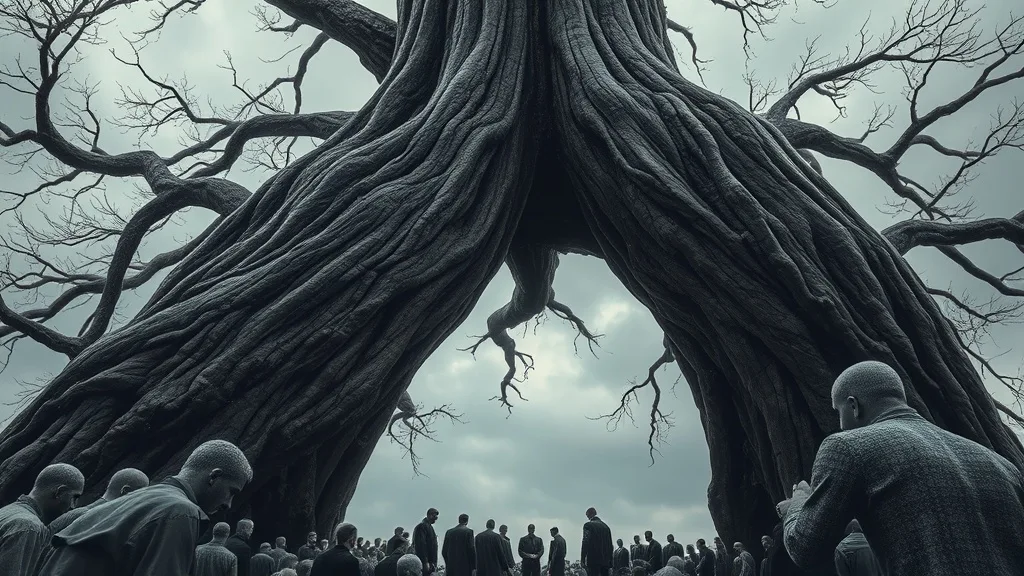 Dream symbol: giant bare tree trunk: scenarios: Dream of a Giant Bare Tree Trunk with People Mourning