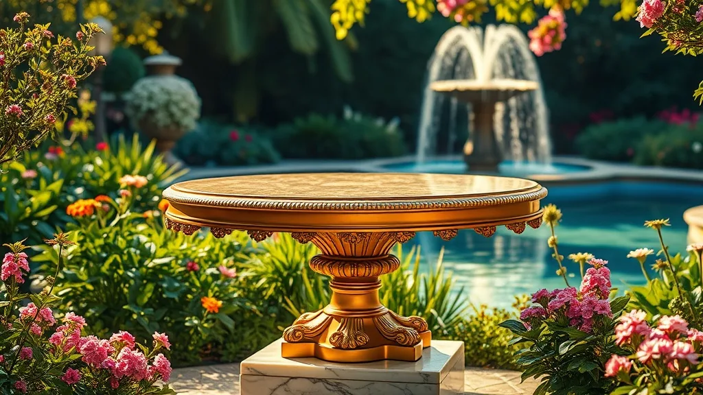 Dream symbol: gold table: scenarios: Dream of a Gold Table in a Garden