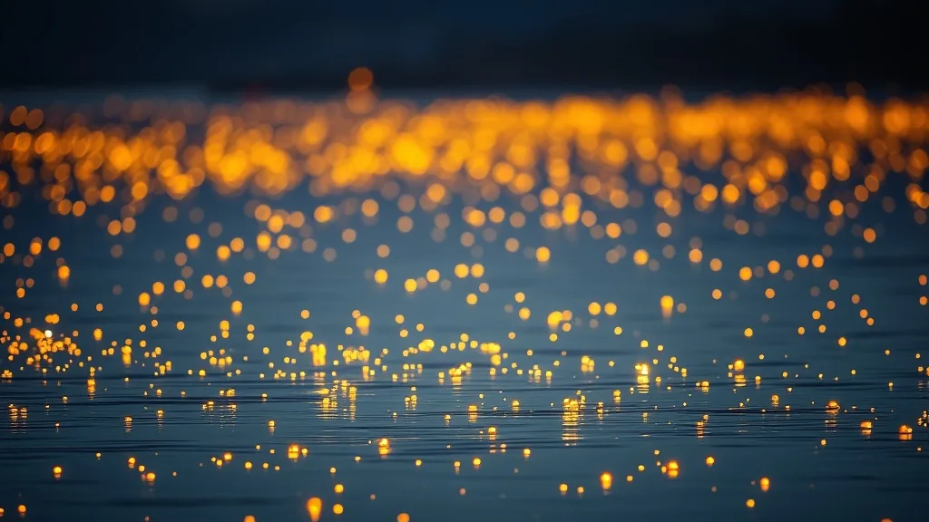 Dream symbol: golden twinkling lights: scenarios: Dream of golden twinkling lights on a lake